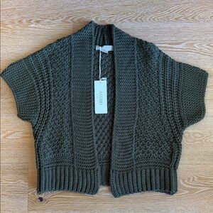 Astrid Olive Short Chunky Knit Open Cardigan
